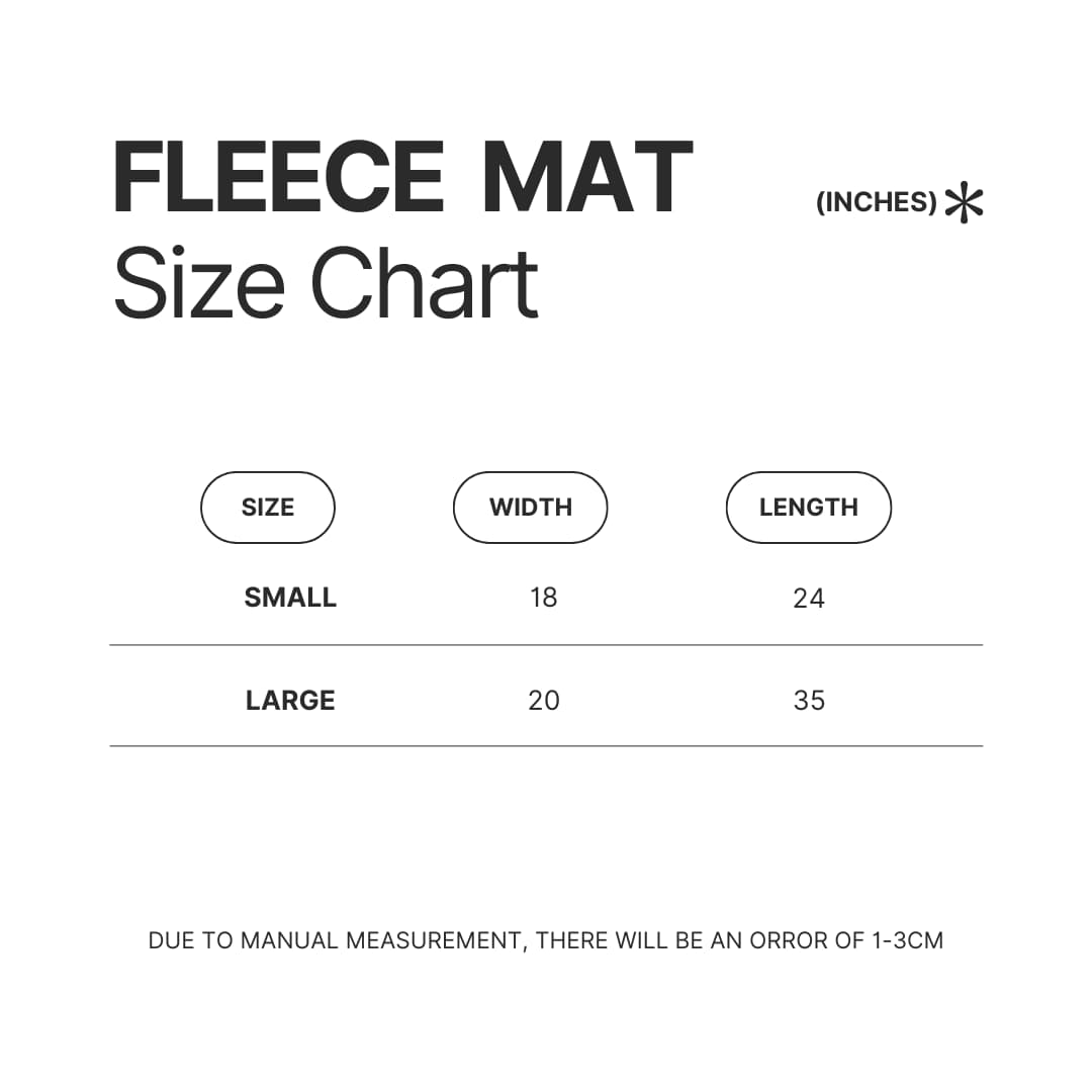 Fleece Mat Size Chart - Bleachers Store