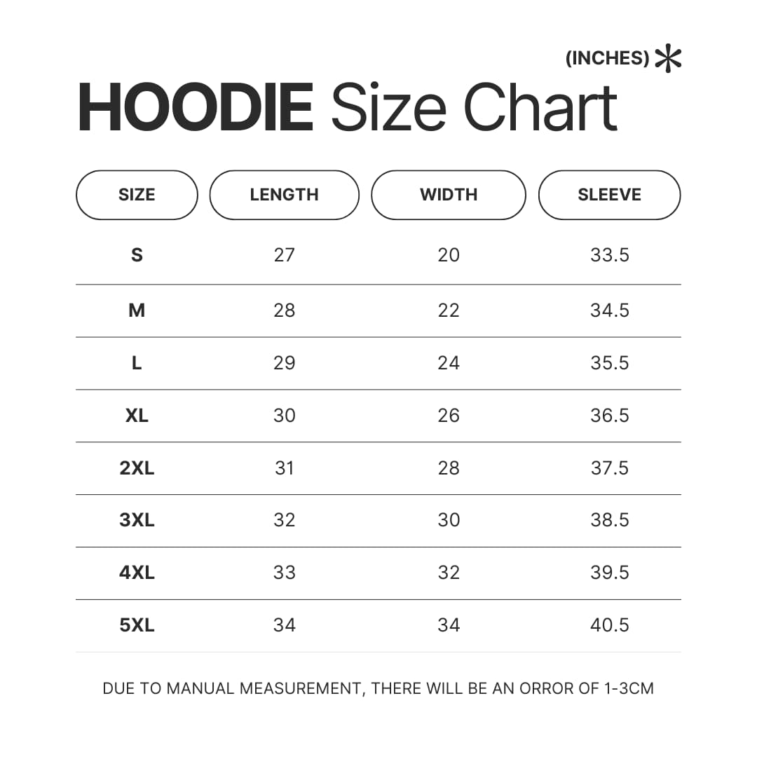 Hoodie Size Chart - Bleachers Store