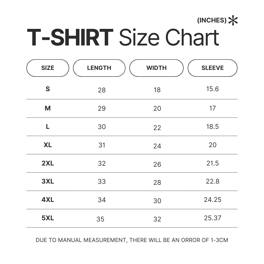 T shirt Size Chart - Bleachers Store