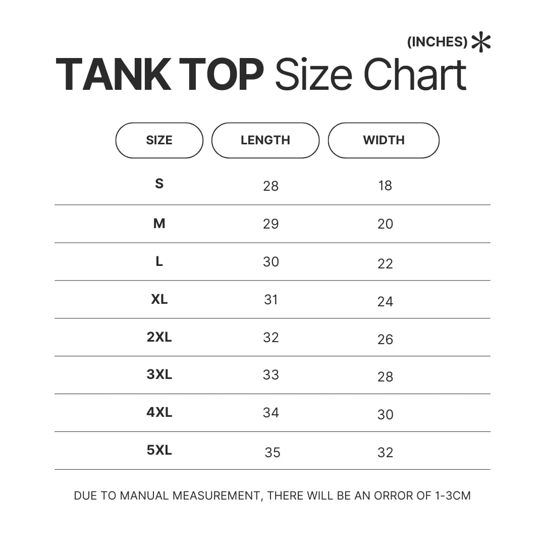 Tank Top Size Chart - Bleachers Store